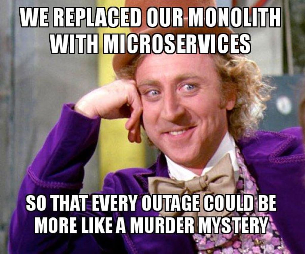 Switching from monolithic architecture to microservices turns every system failure into a complex and intriguing 'murder mystery' for developers to debug.