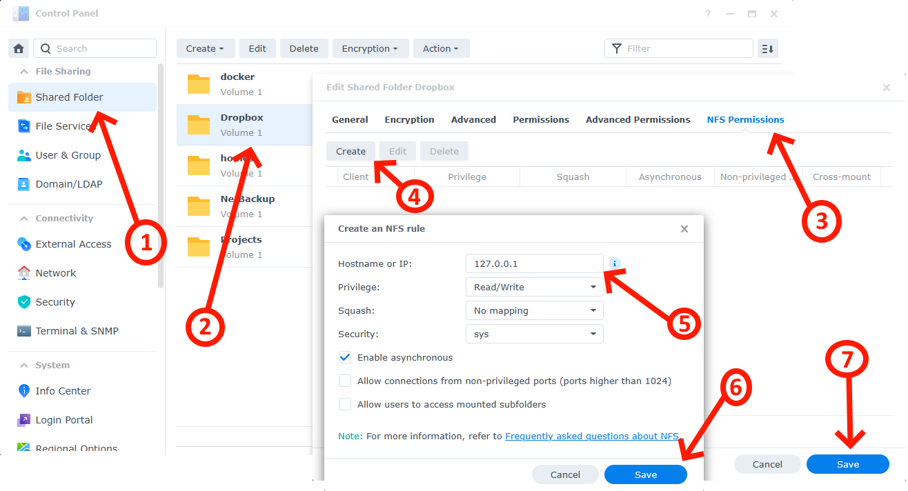 Enabling NFS on Synology Shared Folder